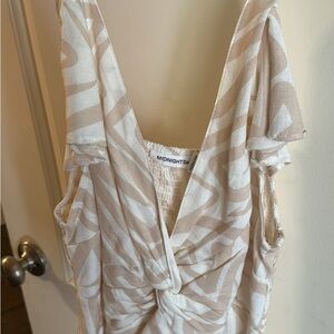 Midnight Beige and White Patterned cropped top